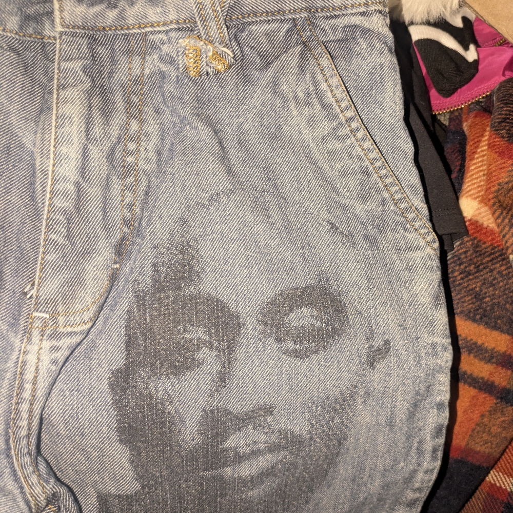 Men's Blue Jeans with Graphic Design